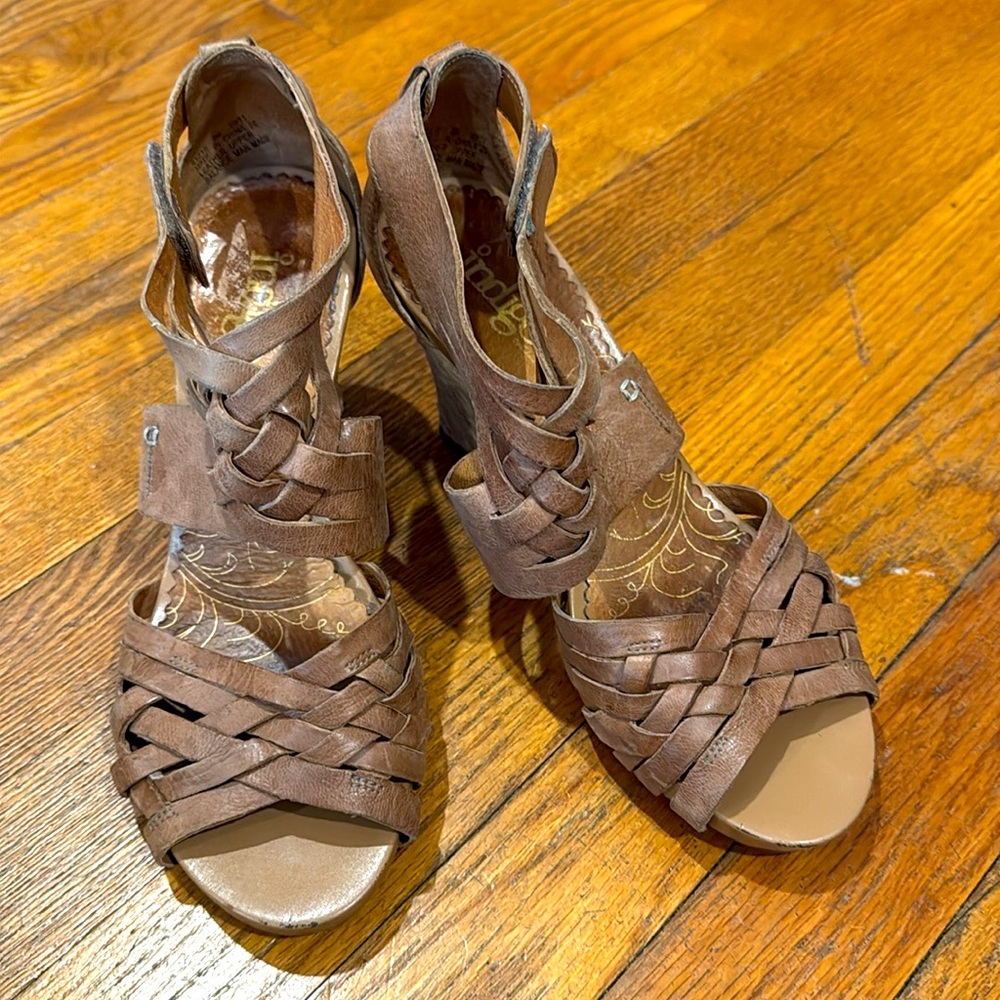 Indigo Women's Brown Wedge Leather Sandals